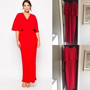 ASOS Curve Plunge Front Cape Overlay Maxi Dress